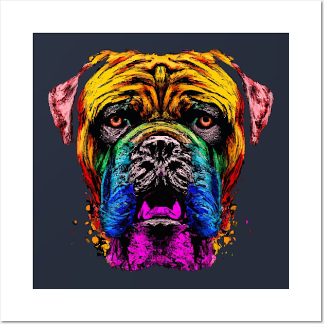 Bullmastiff Dog Colorful Stencil Wall Art by Furrban